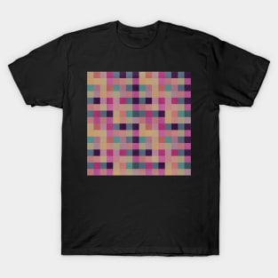 Mod Distressed Square Pattern Pink Purple T-Shirt